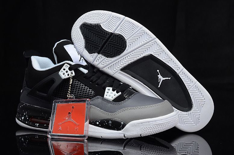 Women Air Jordan 4 Stealth Black White - Click Image to Close