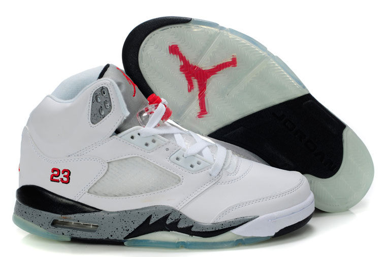 Women Air Jordan 5 Retro White Black Grey Cement