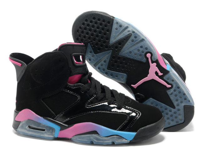 Women Air Jordan 6 Black Pink Blue