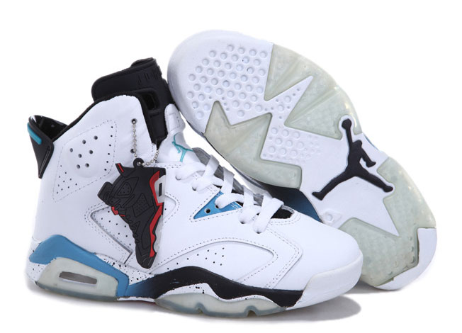 Women Air Jordan 6 White Black Blue