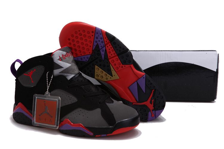 Women Air Jordan 7 VII Black Charcoal Team Red