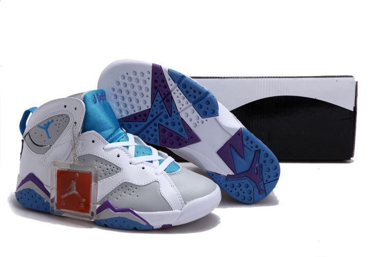 Women Air Jordan 7 VII White Pacific Blue Purple