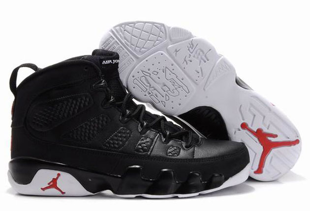 Women Air Jordan 9 Retro Black White Varsity Red - Click Image to Close