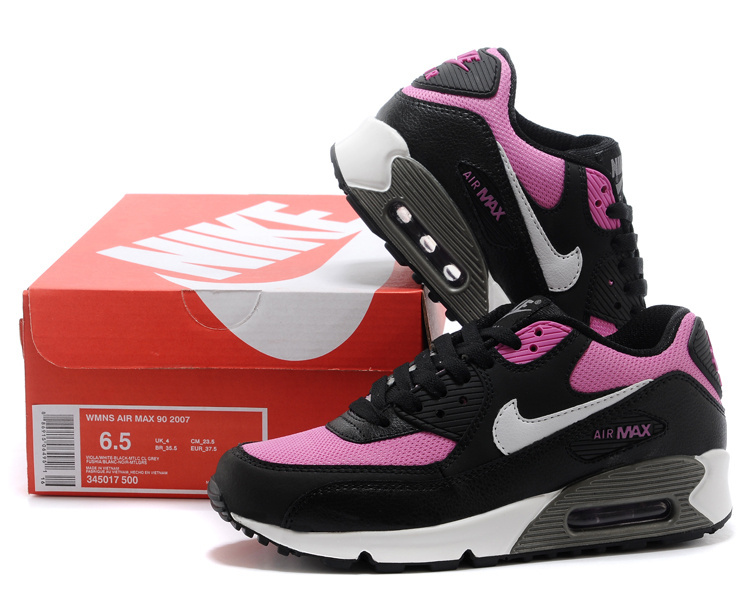 Women's Nike Air Max 90 Black Peach White Shoes