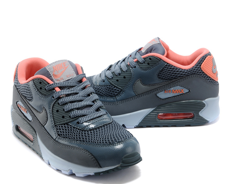 Women's Nike Air Max 90 Grey Black Orange Shoes