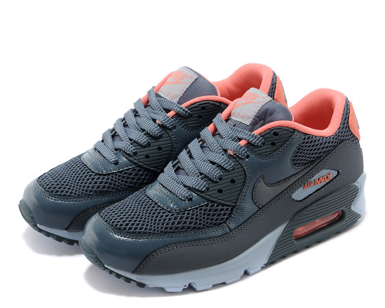 Women's Nike Air Max 90 Grey Black Orange Shoes