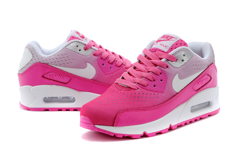 Women's Nike Air Max 90 Knit Pink White Shoes - Click Image to Close