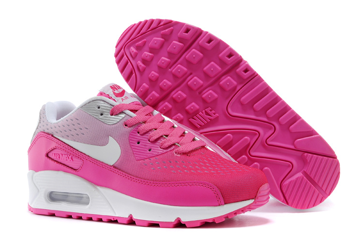 Women's Nike Air Max 90 Knit Pink White Shoes - Click Image to Close