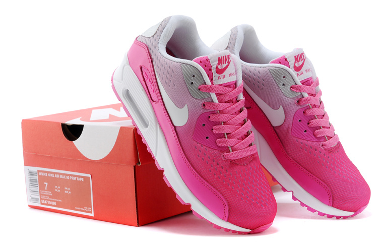 Women's Nike Air Max 90 Knit Pink White Shoes