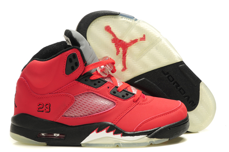 Women Jordan Shoes 5 Bull Red Black - Click Image to Close