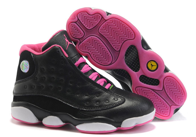 Women Jordans 13 Black Pink White