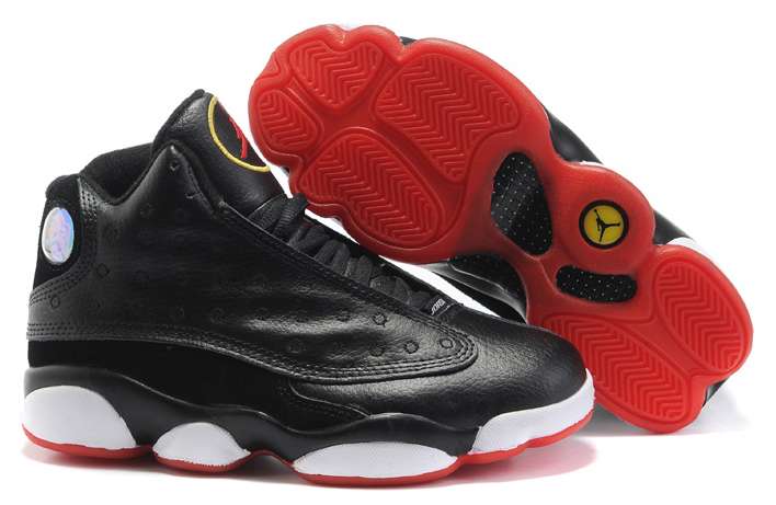 Women Jordans 13 Black True Red White - Click Image to Close