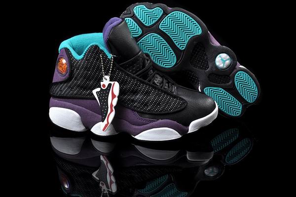 Women Jordans 13 black blue purple shoes - Click Image to Close