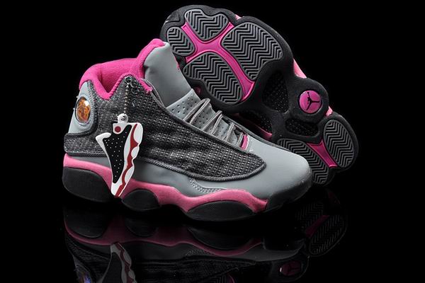 Women Jordans 13 gray pink