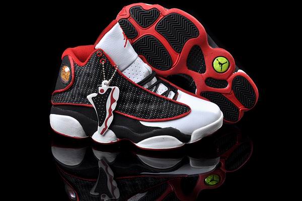 Women Jordans 13 white red black shoes