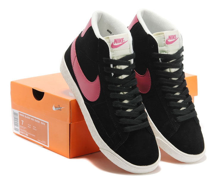 Women New Nike Blazer 1 High Black Plum Shoes - Click Image to Close