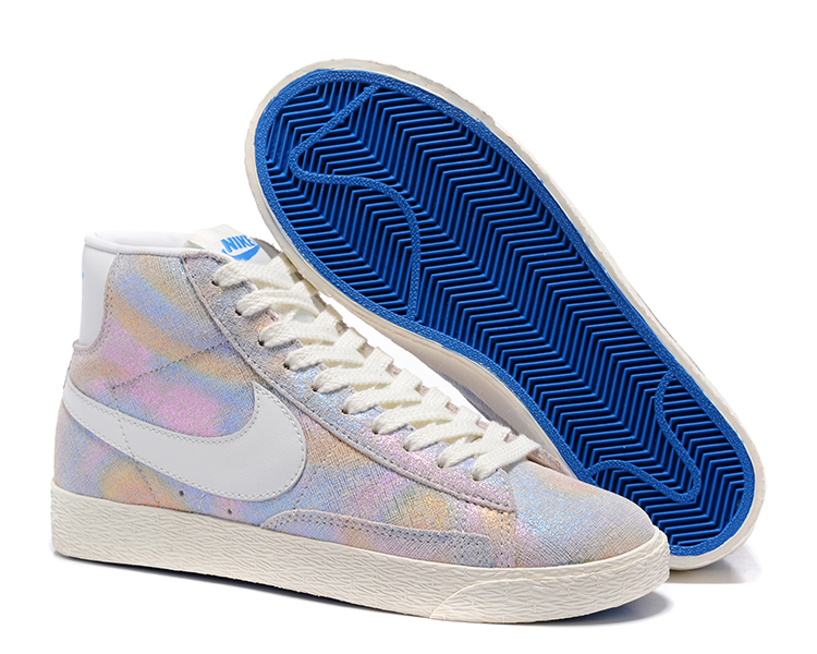 Women New Nike Blazer High Shine Blue White Shoes