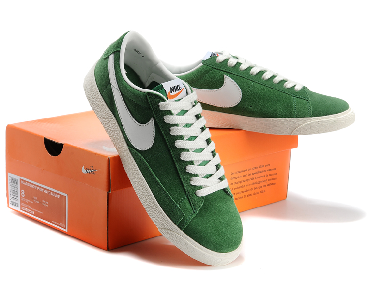 Women New Nike Blazer Low Green White Shoes