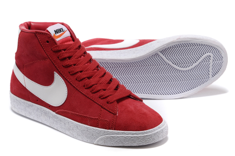 Women New Nike Blazer Mid Red White Shoes - Click Image to Close