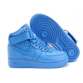 Women Nike Air Force 1 High All Blue Shoes - Click Image to Close