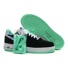 Women Nike Air Force 1 Low Black Green Shoes - Click Image to Close