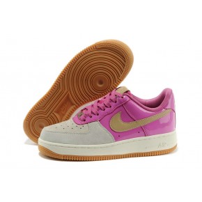 Women Nike Air Force 1 Low Pink Grey Yellow Shoes