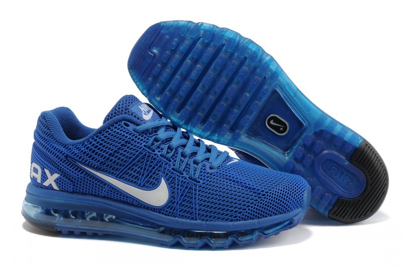 Women Nike Air Max 2013 All Blue Shoes - Click Image to Close