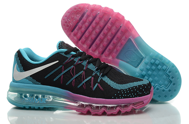 Women Nike Air Max 2015 Knit Black Blue Purple Shoes