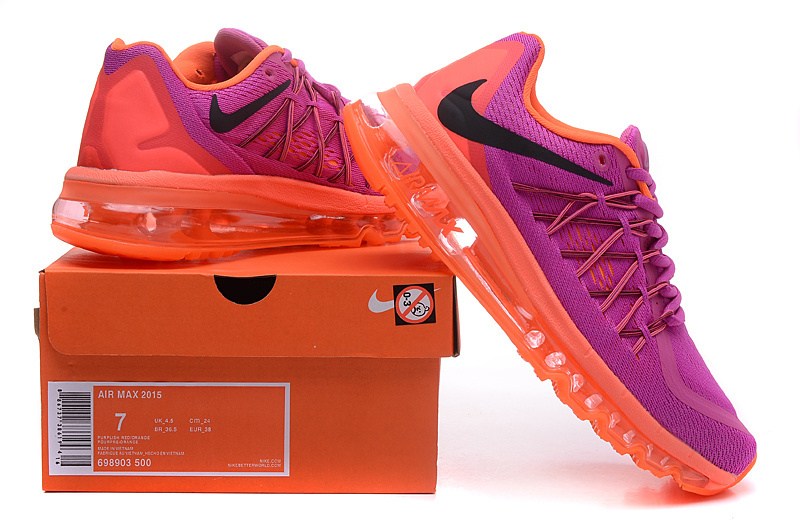 Women Nike Air Max 2015 Purple Orange Running Shoes - Click Image to Close
