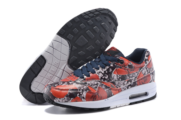 Women Nike Air Max 87 Follower Print Red White Shoes - Click Image to Close