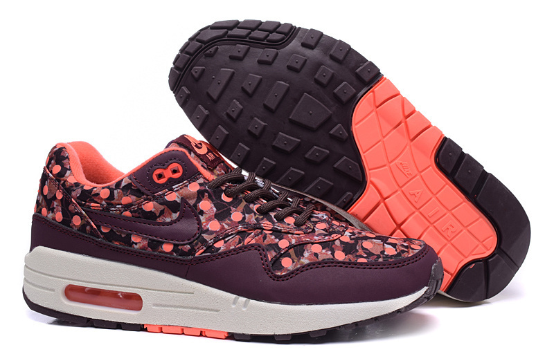 Women Nike Air Max 87 Follower Print Wine Red White Shoes - Click Image to Close