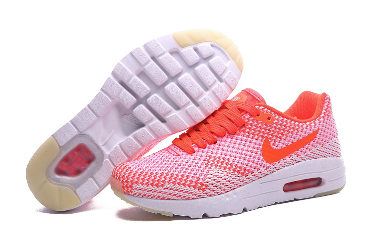 Women Nike Air Max 87 II Knit White Pink Orange Shoes - Click Image to Close