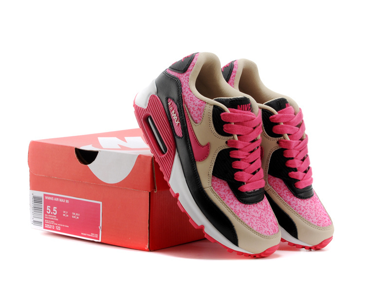 Women's Nike Air Max 90 9026 10 White Peach Print Shoes - Click Image to Close