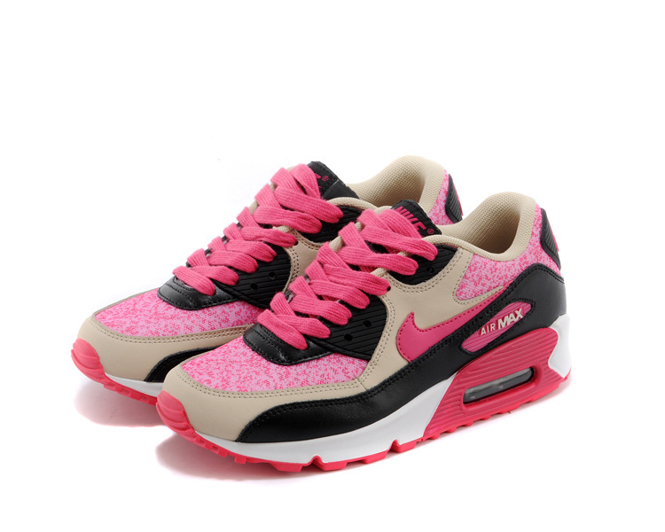 Women's Nike Air Max 90 9026 10 White Peach Print Shoes - Click Image to Close