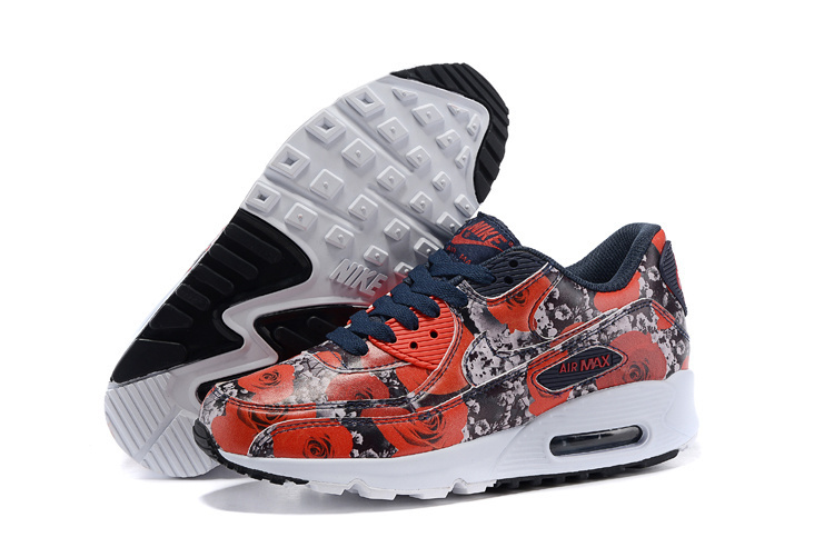 Women Nike Air Max 90 Follower Print Red Black Shoes