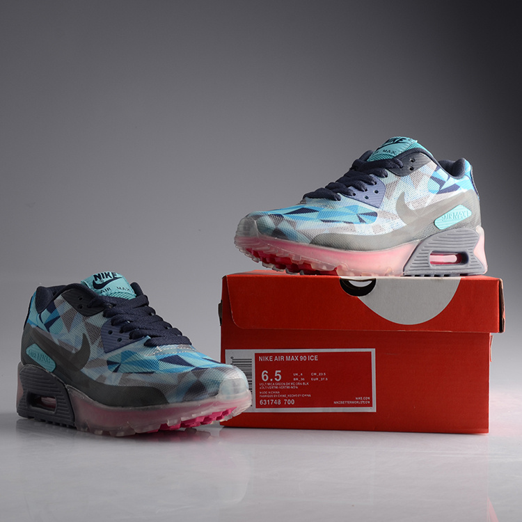 Women Nike Air Max 90 Jelly Black Blue Red Shoes - Click Image to Close