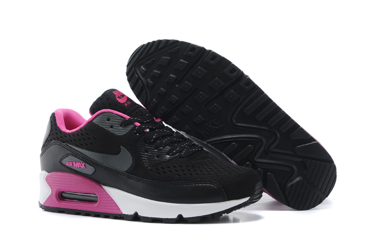 Women's Nike Air Max 90 Knit Black Purple White Shoes - Click Image to Close