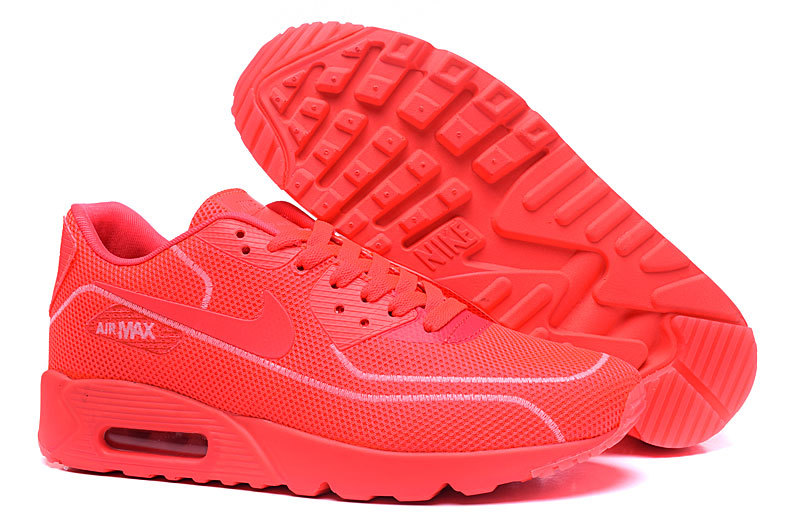 Women Nike Air Max 90 Midnight Firefly All Red Shoes - Click Image to Close