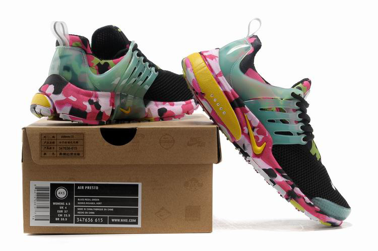 Women Nike Air Presto 1 Camo Black Light Green Pink Sport Shoes