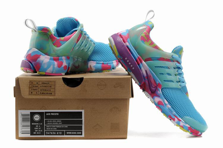 Women Nike Air Presto 1 Camo Blue Pink Purple Sport Shoes - Click Image to Close