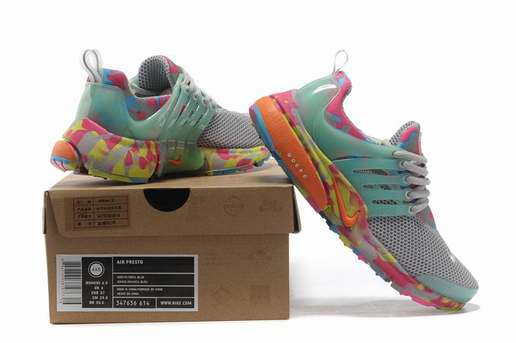 Women Nike Air Presto 1 Camo Grey Light Green Orange Sport Shoes - Click Image to Close