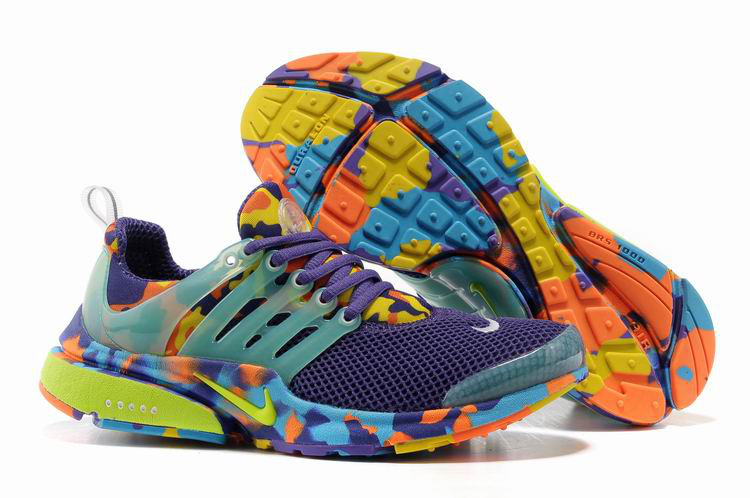 Women Nike Air Presto 1 Camo Purple Light Green Orange Sport Shoes - Click Image to Close