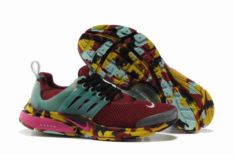 Women Nike Air Presto 1 Camo Wine Red Light Green Yellow Sport Shoes