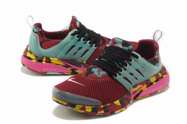 Women Nike Air Presto 1 Camo Wine Red Light Green Yellow Sport Shoes