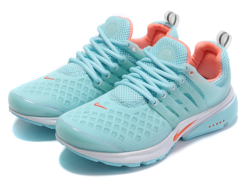 Women Nike Air Presto 2 Carve Baby Blue Orange Sport Shoes With Holes - Click Image to Close