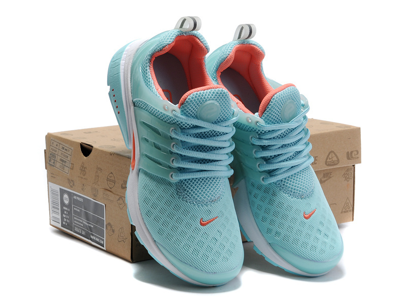 Women Nike Air Presto 2 Carve Baby Blue Orange Sport Shoes With Holes