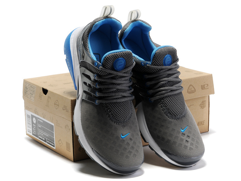 Women Nike Air Presto 2 Carve Grey Black Blue Sport Shoes With Holes