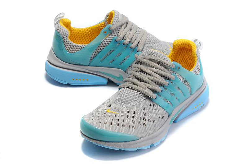Women Nike Air Presto 2 Carve Grey Blue Sport Shoes With Holes - Click Image to Close