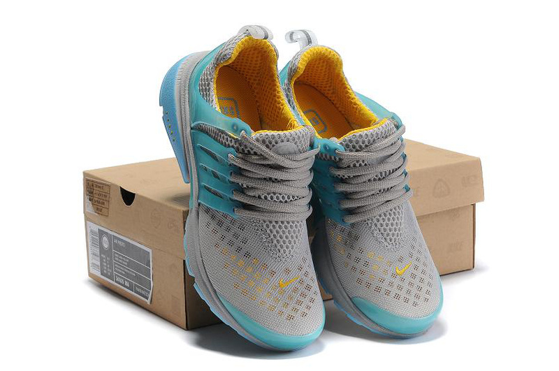 Women Nike Air Presto 2 Carve Grey Blue Sport Shoes With Holes - Click Image to Close