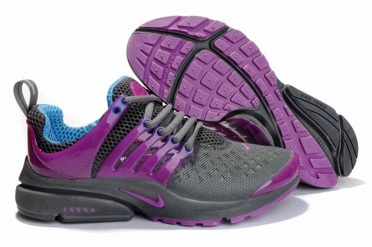 Women Nike Air Presto 2 Carve Grey Purple Sport Shoes With Holes - Click Image to Close